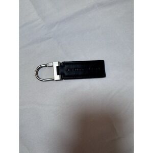 2016 CHRYSLER BLACK Leather Metal Keychain Key Ring Embossed OEM